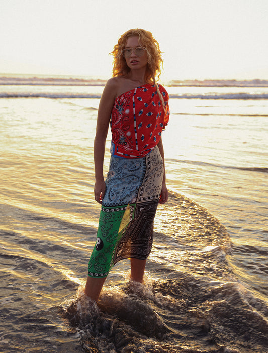 Red Blue Bandana Sarong