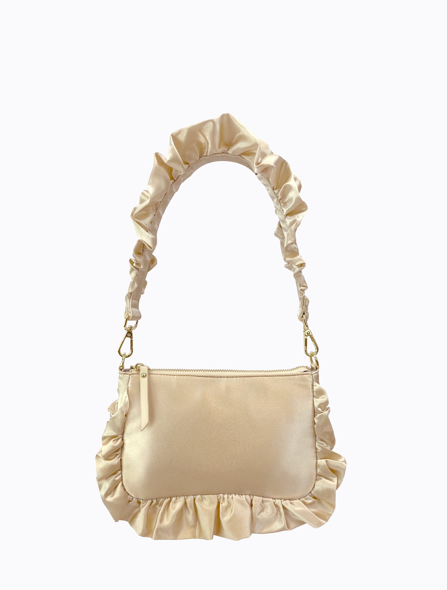 Frilled Satin Bag - Blanc