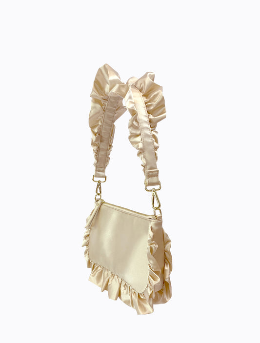 Frilled Satin Bag - Blanc