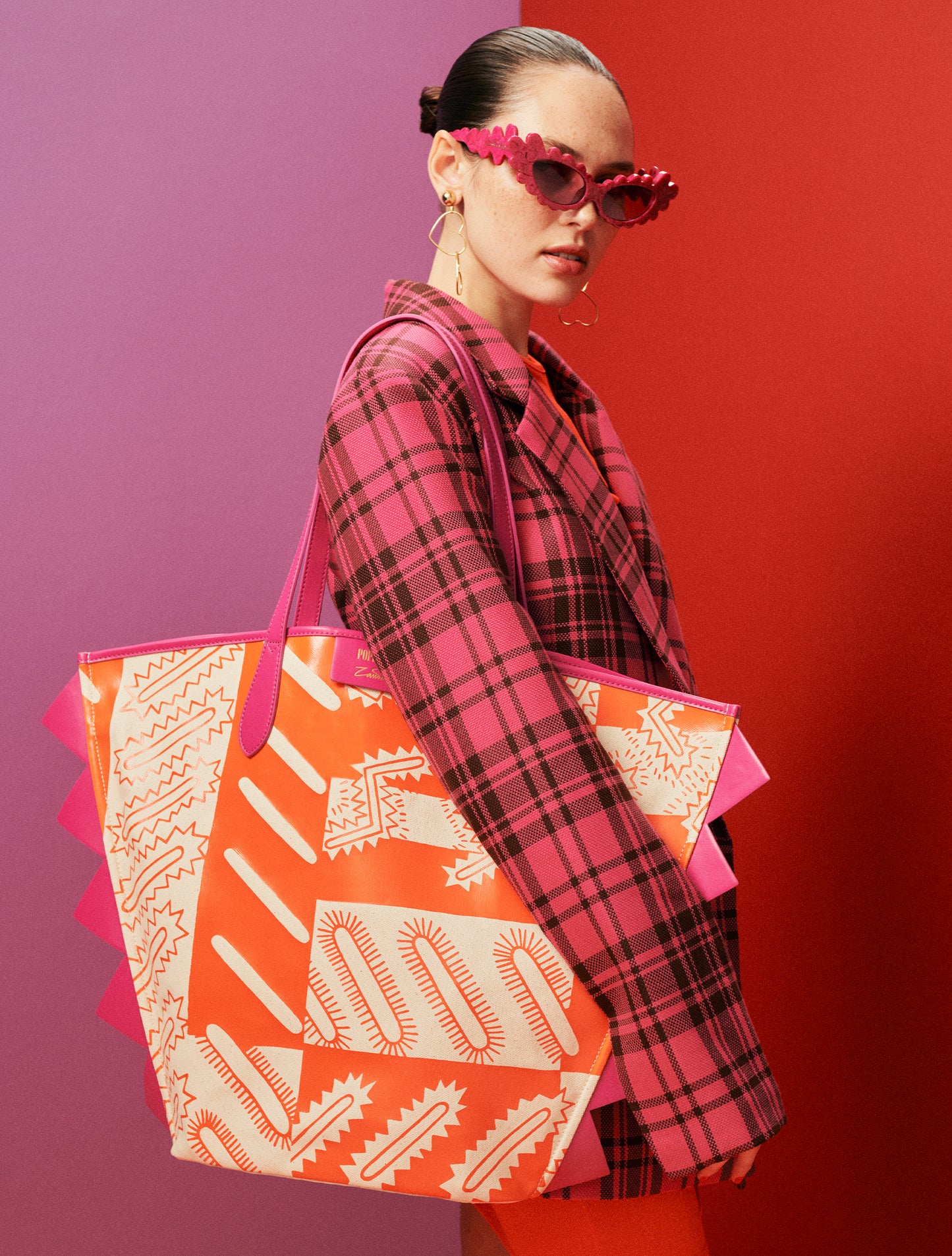 Geo Sparkle Tote - Orange / Magenta