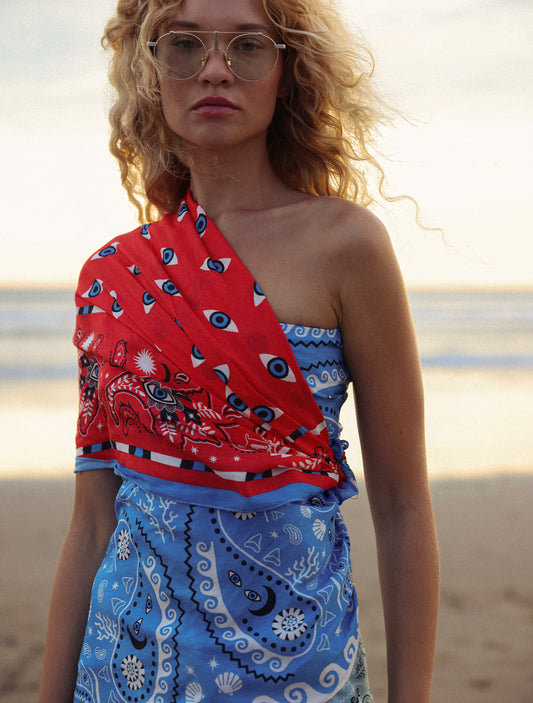 Red Blue Bandana Sarong