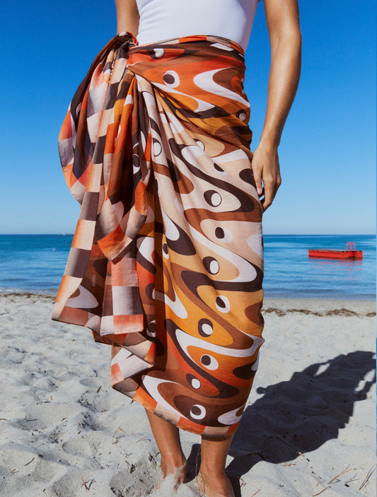 Squiggle Orange Sarong