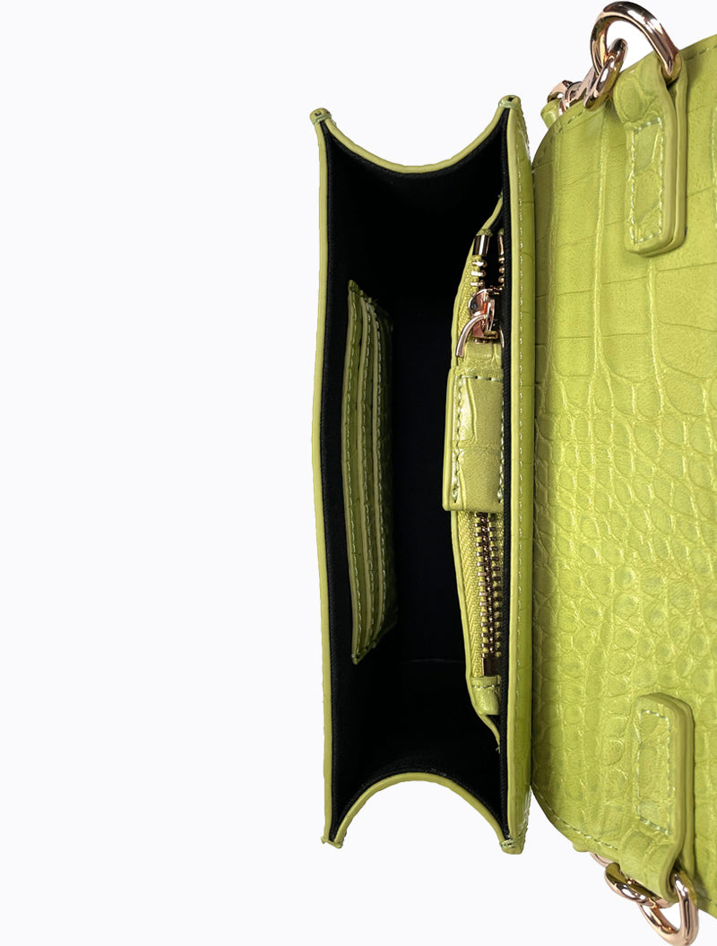 Felipe Flap Bag - Lime Croc