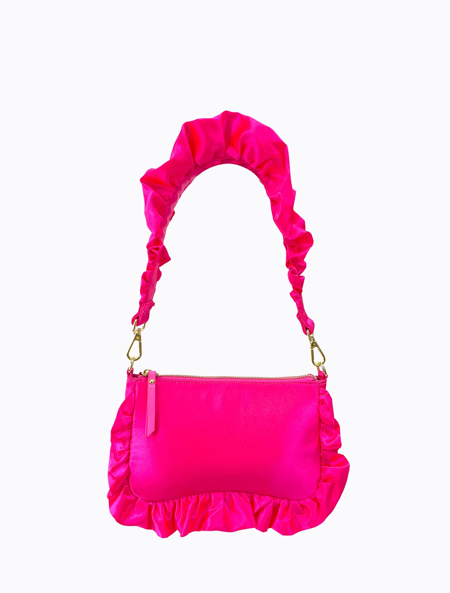 Frilled Satin Bag - Hot Pink
