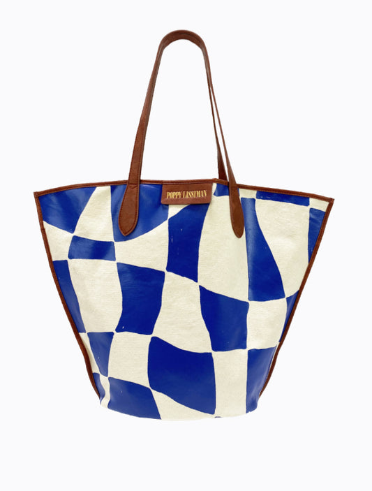 Recycled plastic Pink & Blue Stripes little shopping bag - handmade - La  Maison Pernoise