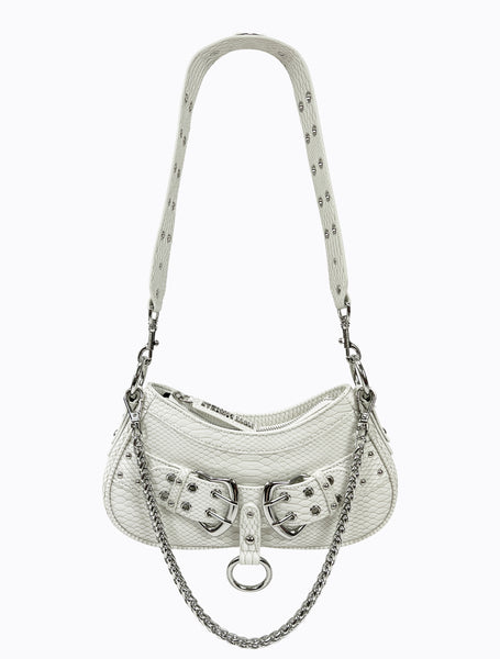 バッグ poppy Blurred leather handbag (white)/56 Blurred leather handbag (white)